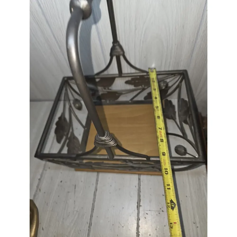Vtg Bird Motif Ornate Metal & Wood Basket Gathering Eggs French Farmhouse